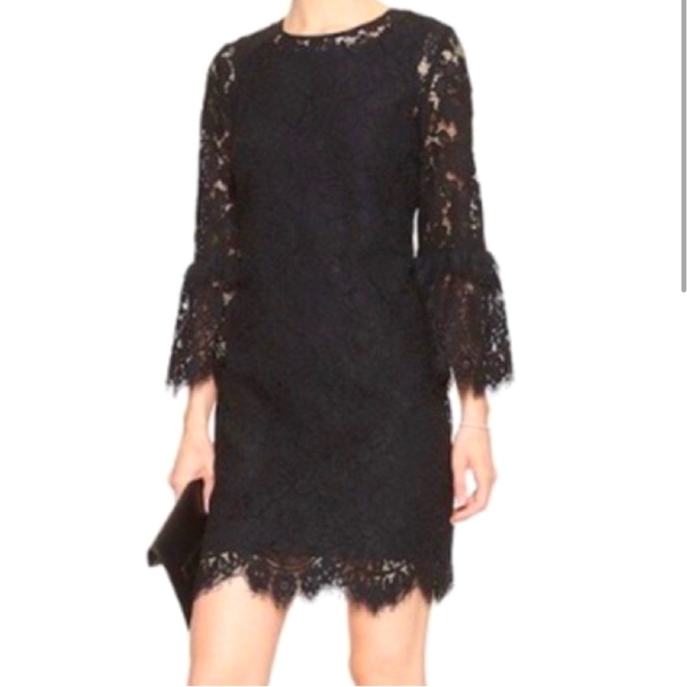 Banana Republic Black Lace sheath dress with 3/4 bell Sleeves